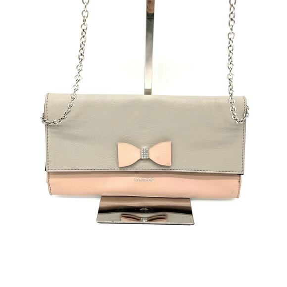Guess‎ Crossbody Envelope Clutch Faux Leather Taupe Pink Feminine Dainty Flirty - Picture 5 of 10